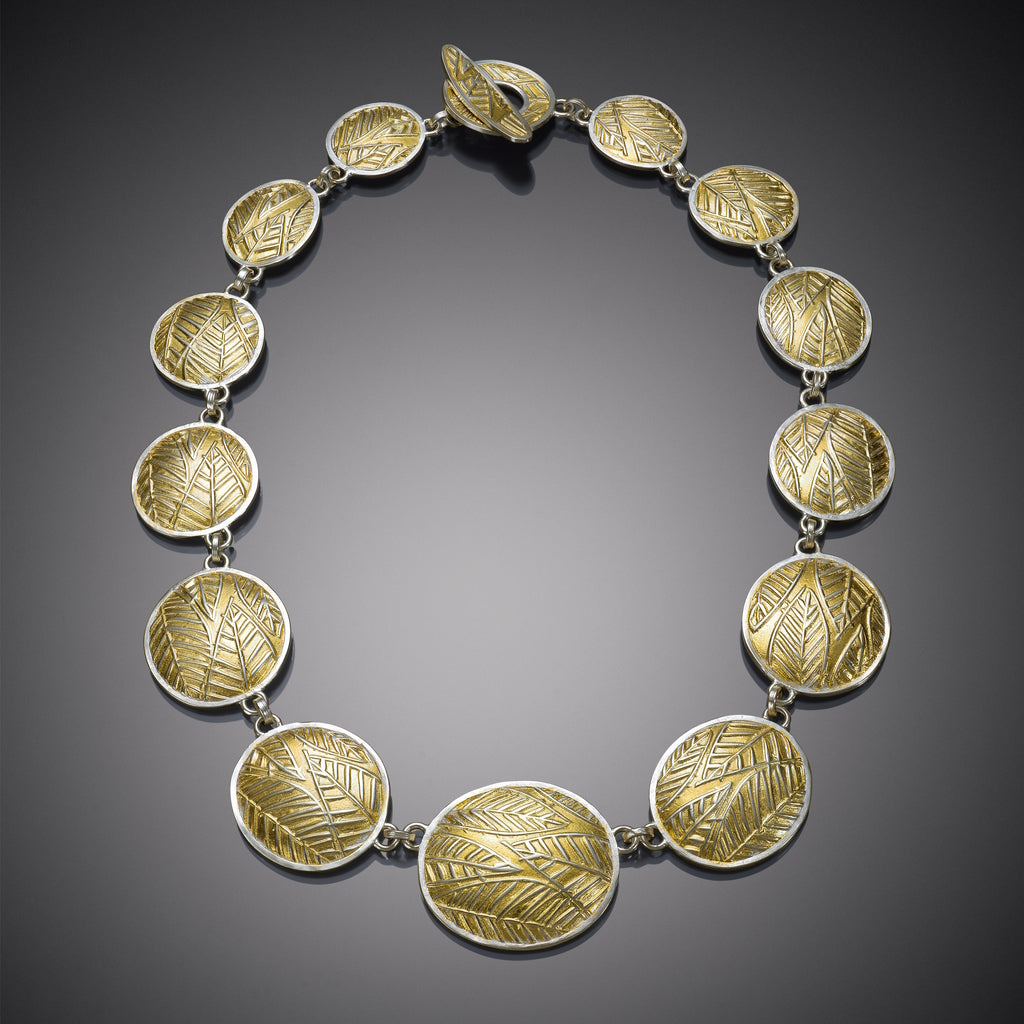 necklace, silver, gold, Keum Boo, Leaf Collection, leaf texture