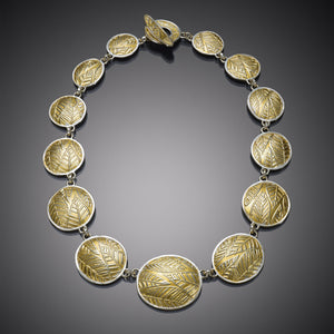 necklace, silver, gold, Keum Boo, Leaf Collection, leaf texture