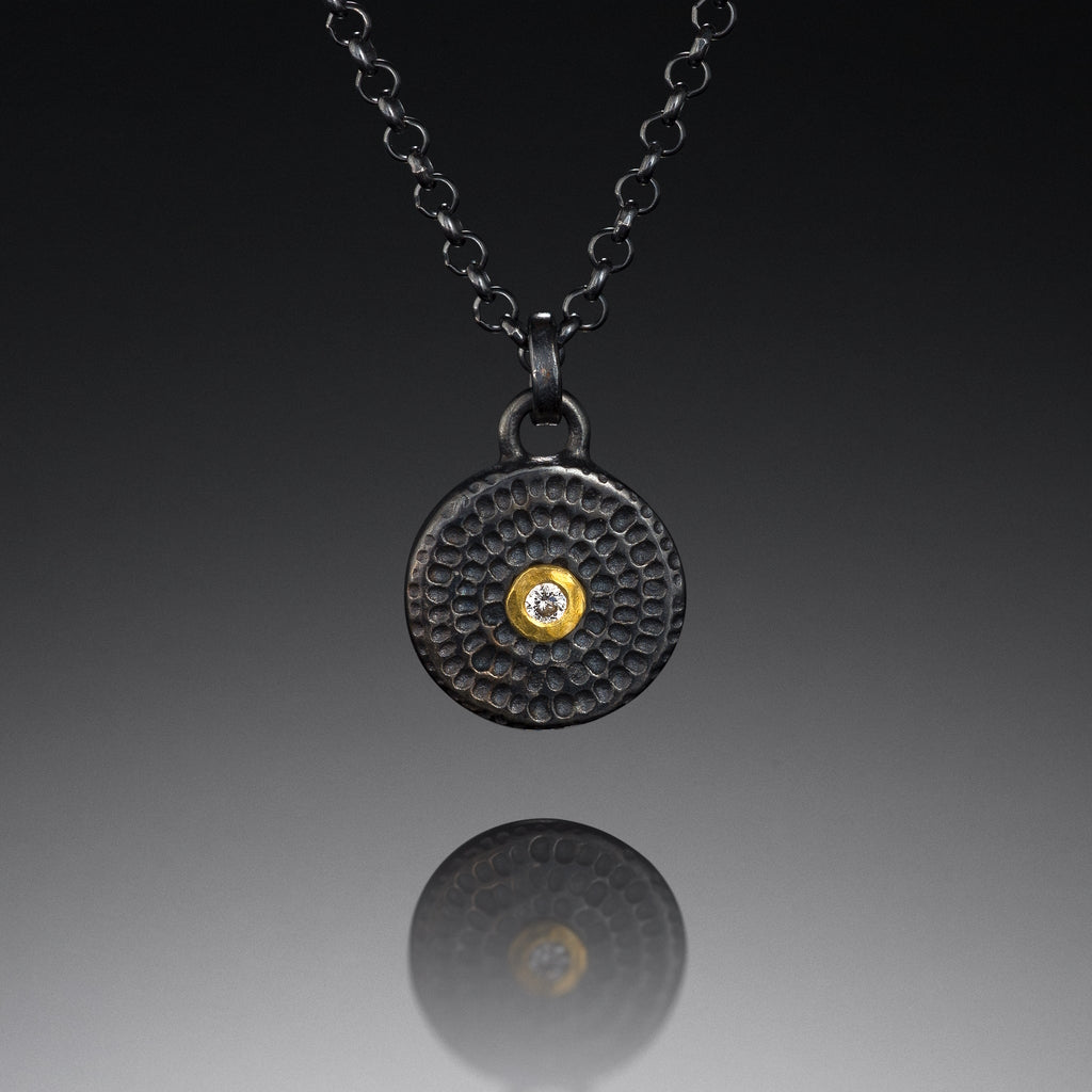 pendant, diamond, silver, 22-karat gold, Mandala Collection