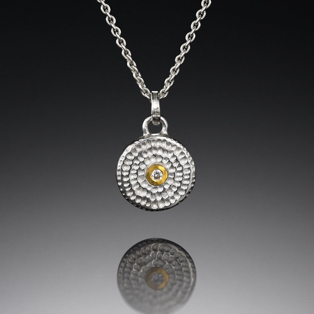 pendant, diamond, silver, 22-karat gold, Mandala Collection