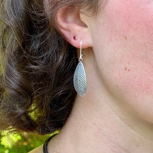 Oxidized Silver Leaf Earrings