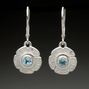 silver, gemstones, earrings, lever backs , Leaf Collection