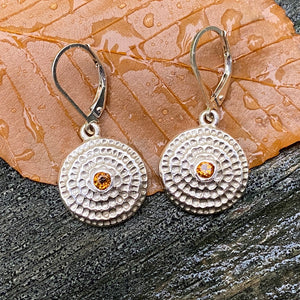 silver, citrine, mandala, earrings