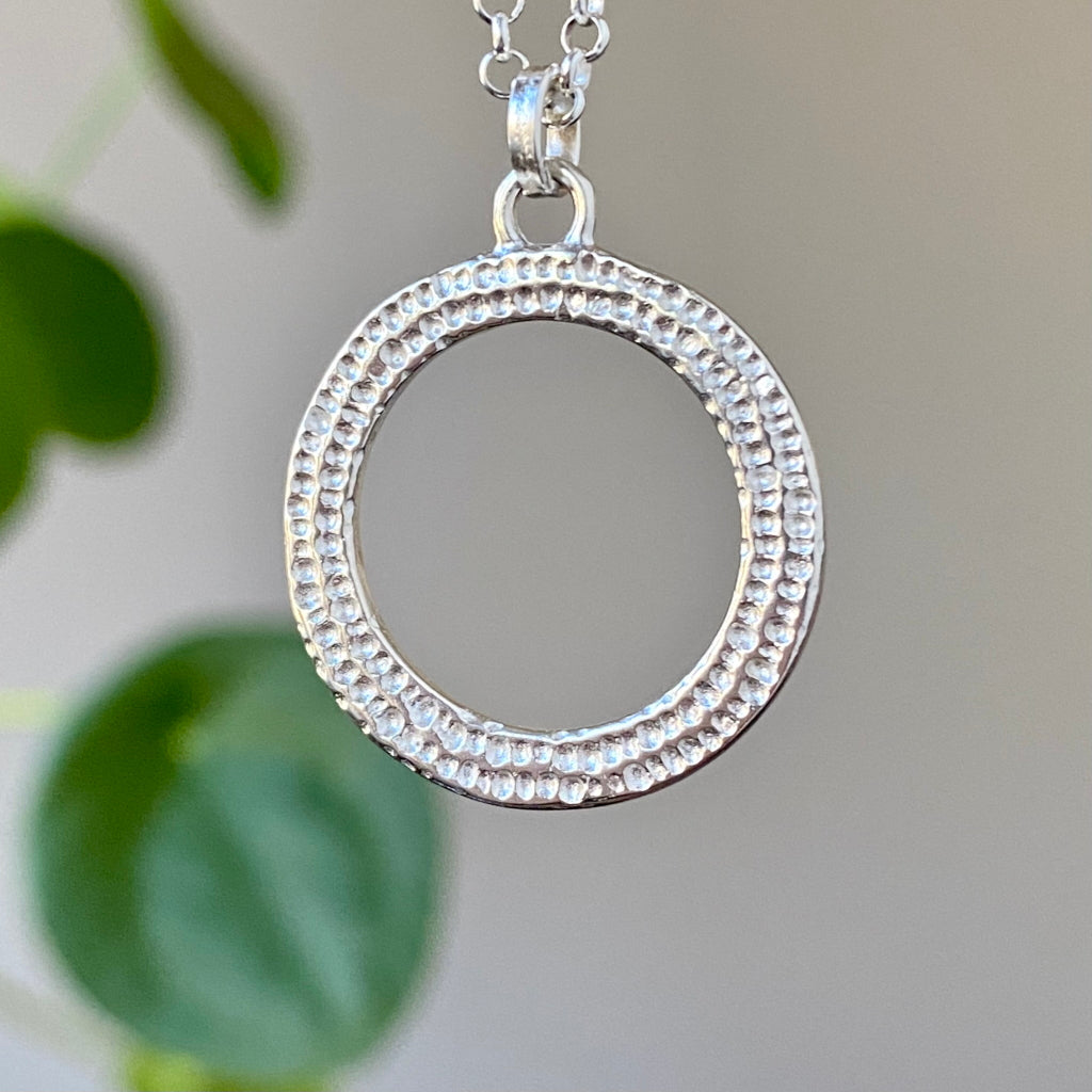 Necklace, pendant, silver, Argentium Silver, low tarnish, hoops, handcrafted, jewelry
