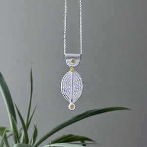 Mandala Collection, leaf, pendant, silver, gold