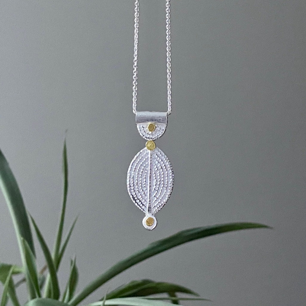 Mandala Collection, leaf, pendant, silver, gold