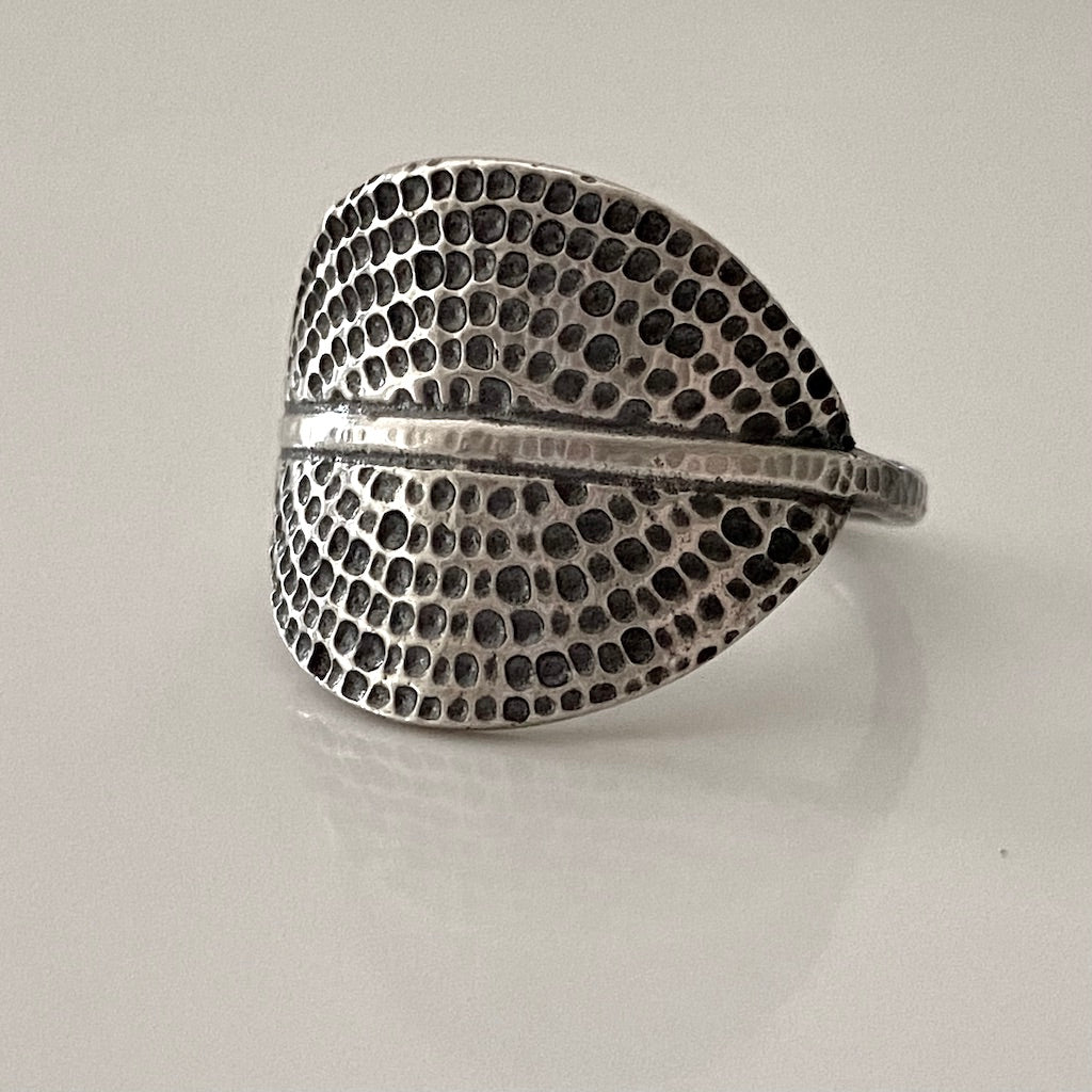 ring, silver, Mandala Collection, mandala texture, leaf