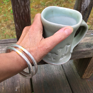 Silver Bangle with Gold Crescent