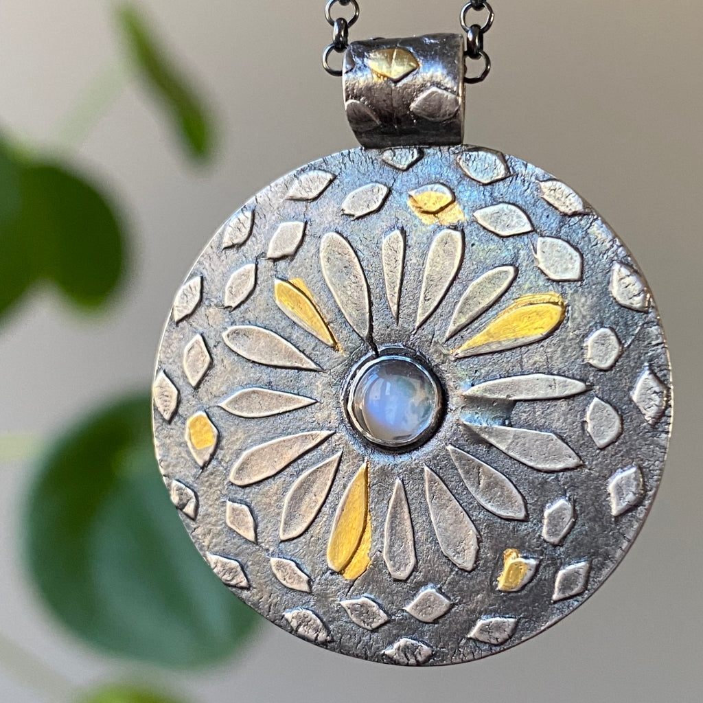 pendant, necklace, silver, gemstone, gold, sunshine, oxidiized