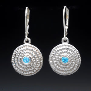 Textured Spiral Earrings with Gemstones