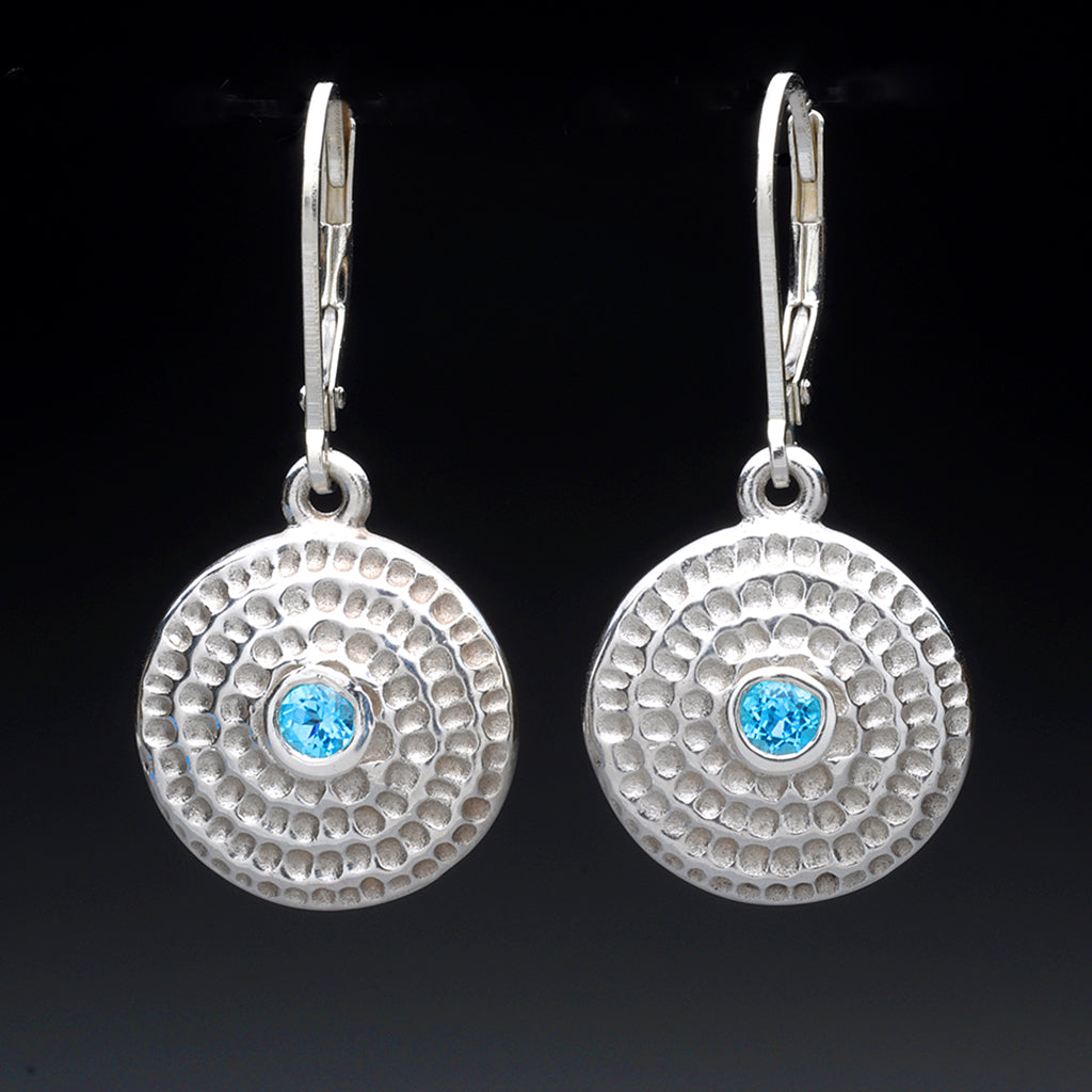 Textured Spiral Earrings with Gemstones