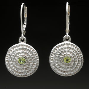 Textured Spiral Earrings with Gemstones