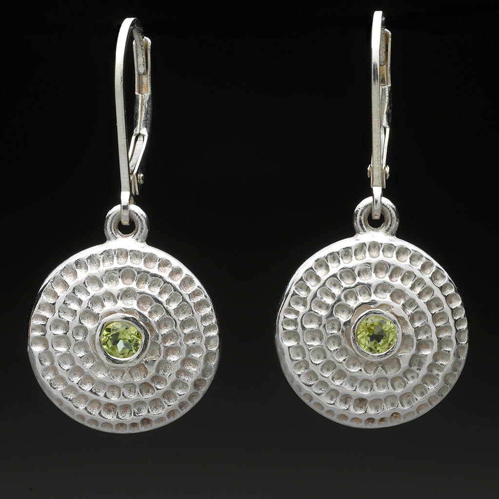 Textured Spiral Earrings with Gemstones
