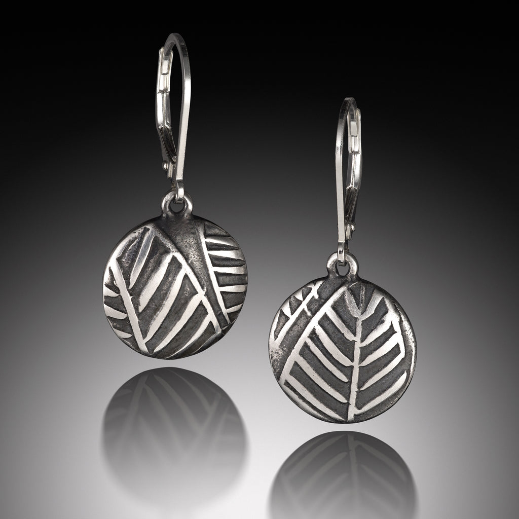 earring, earrings, sterling silver, silver, leaf collection, autumn, moon