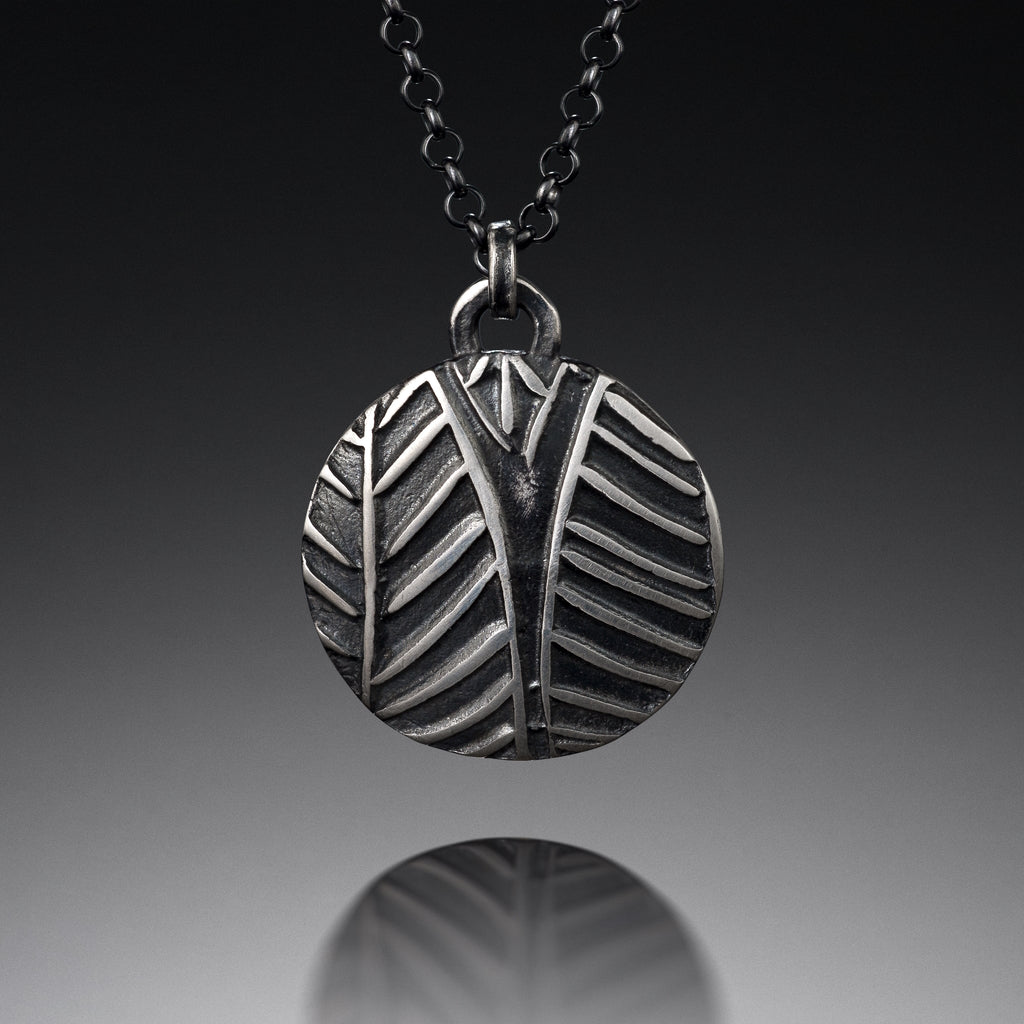 pendant, necklace, sterling silver, silver, leaf collection, autumn, moon