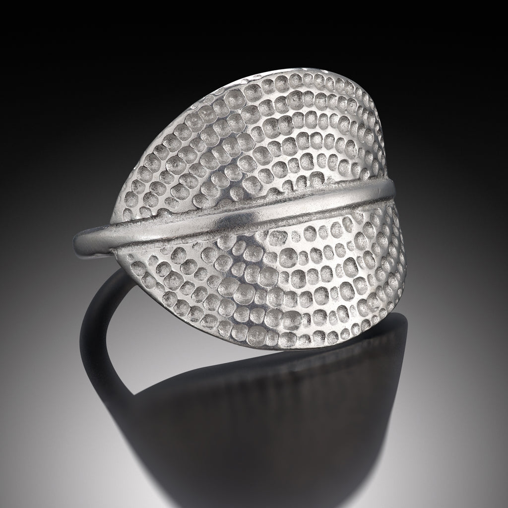 ring, silver, Mandala Collection, mandala texture, leaf