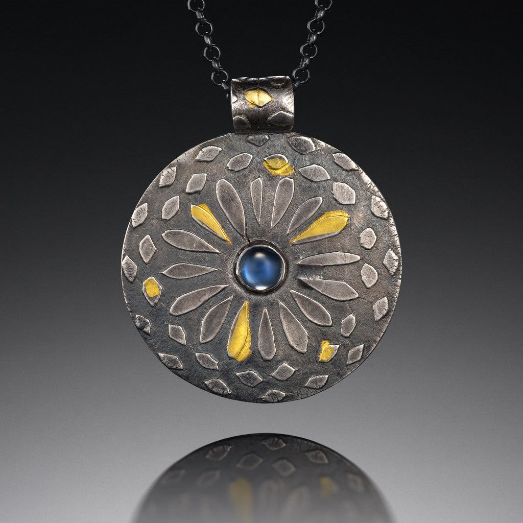 pendant, necklace, silver, gemstone, gold, sunshine, oxidized