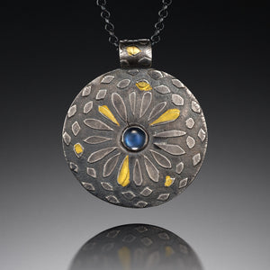 pendant, necklace, silver, gemstone, gold, sunshine, oxidized