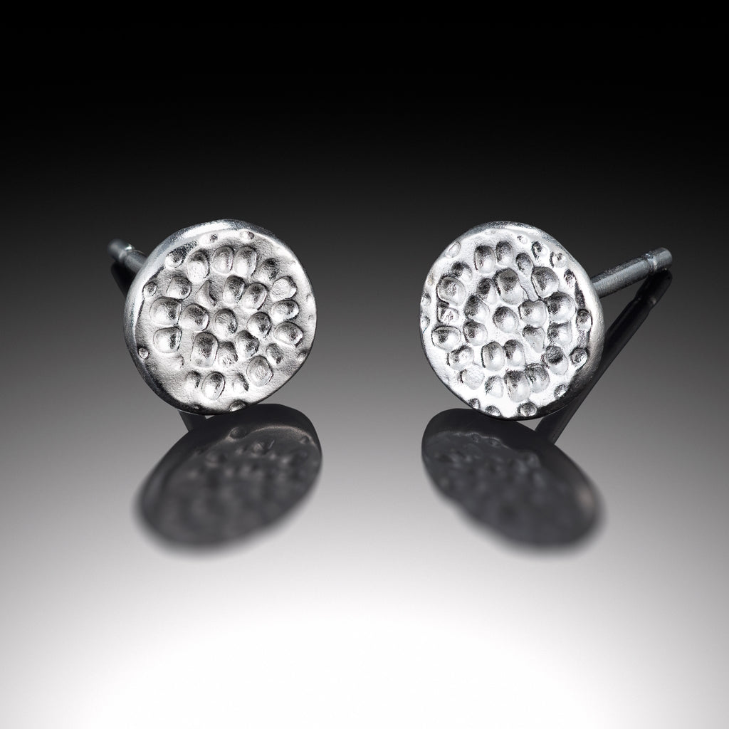 Earring, studs, Fine silver, sterling silver, Bright Silver, Oxidized Silver, mandala texture, mandala collection