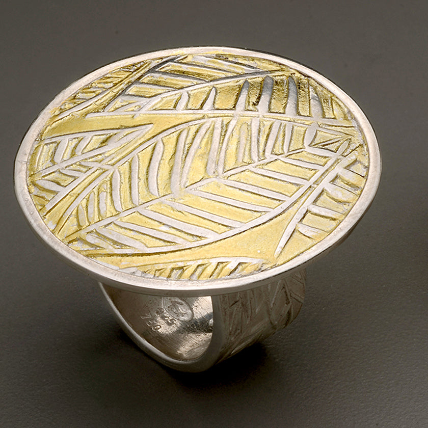 gold, silver, chunky ring, Leaf Collection