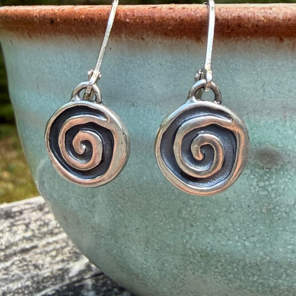 Silver Spiral Earrings