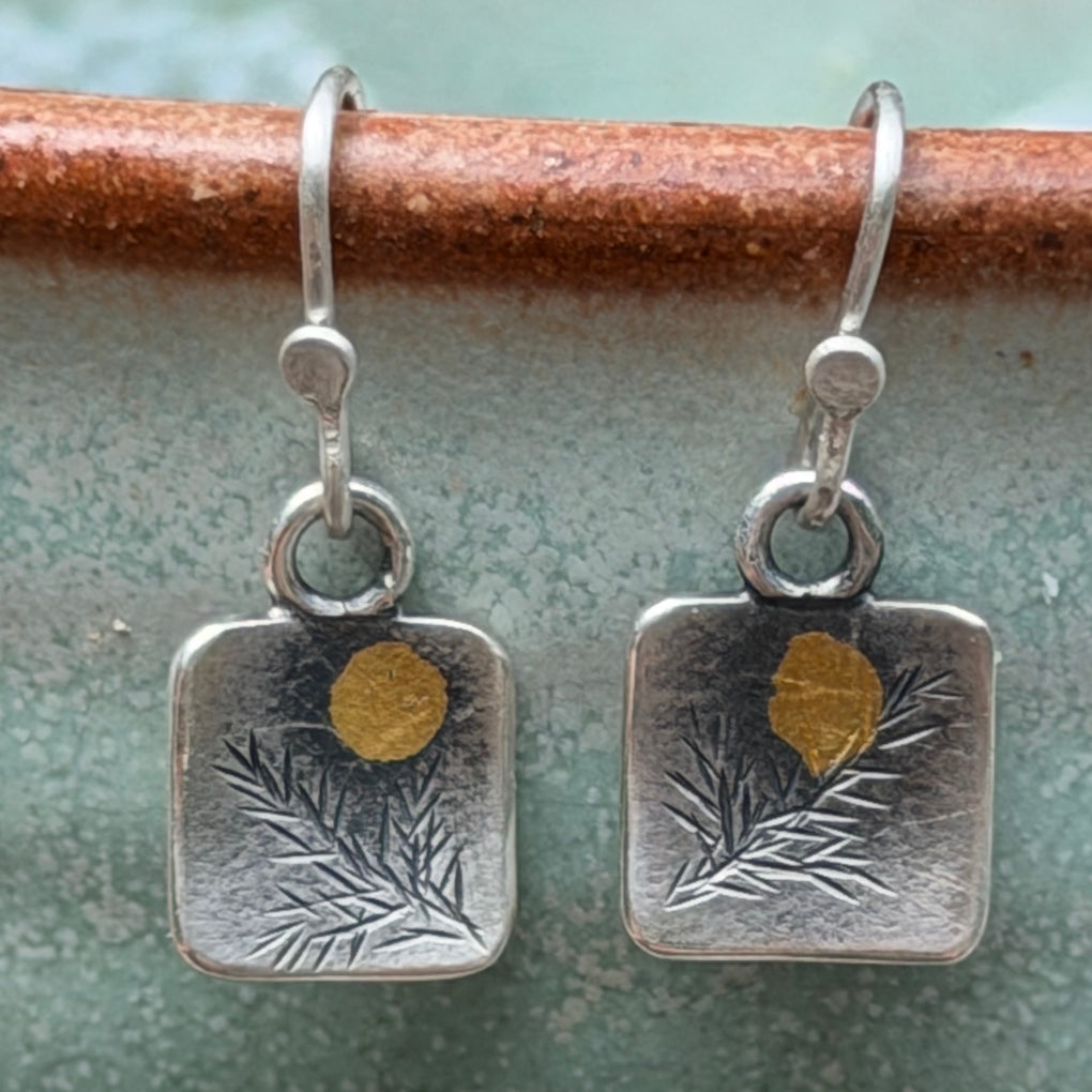 Yellow Moon Square Earrings