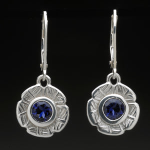 silver, gemstones, earrings, lever backs , Leaf Collection