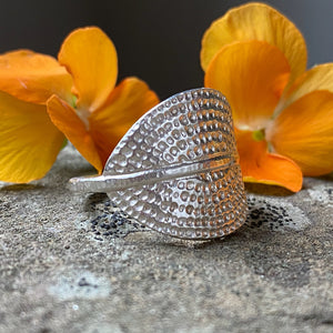 ring, silver, Mandala Collection, mandala texture, leaf
