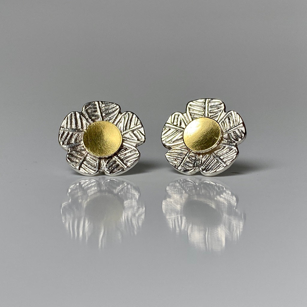 fine silver, studs, gold, 22-karat, earrings