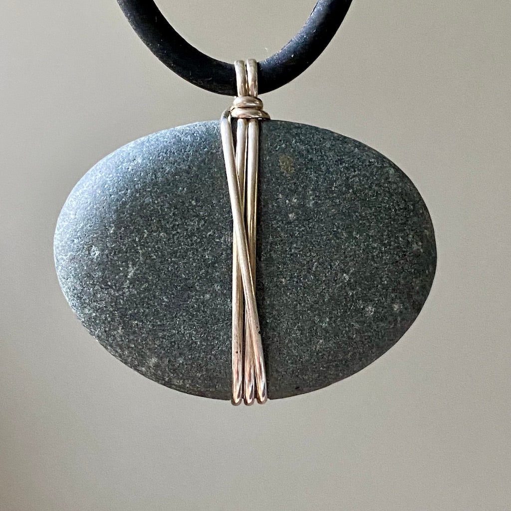 pendant, beach stone, sterling silver, jewelry, necklaces