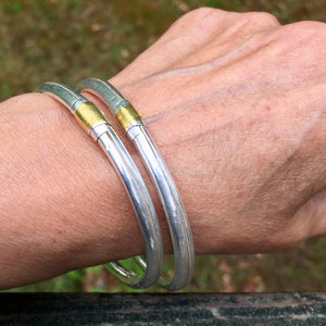 Silver Bangle with Gold Crescent