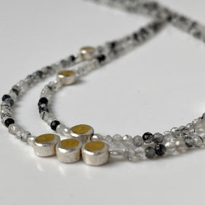 tiny bead, necklace, silver, gold, gemstone