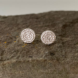 Earring, studs, Fine silver, sterling silver, Bright Silver, Oxidized Silver, mandala texture, mandala collection