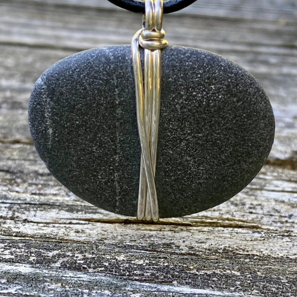pendant, beach stone, sterling silver, jewelry, necklaces